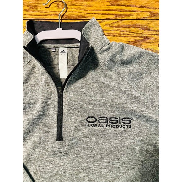 ADIDAS Women's 1/4 Zip Shirt Long Sleeve Gray Black Performance Pullover Size L - Picture 2 of 11